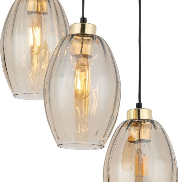 Luster na lanku SEBO 3xE27/15W/230V čierna/dymovo-béžová