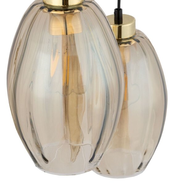 Luster na lanku SEBO 3xE27/15W/230V čierna/dymovo-béžová