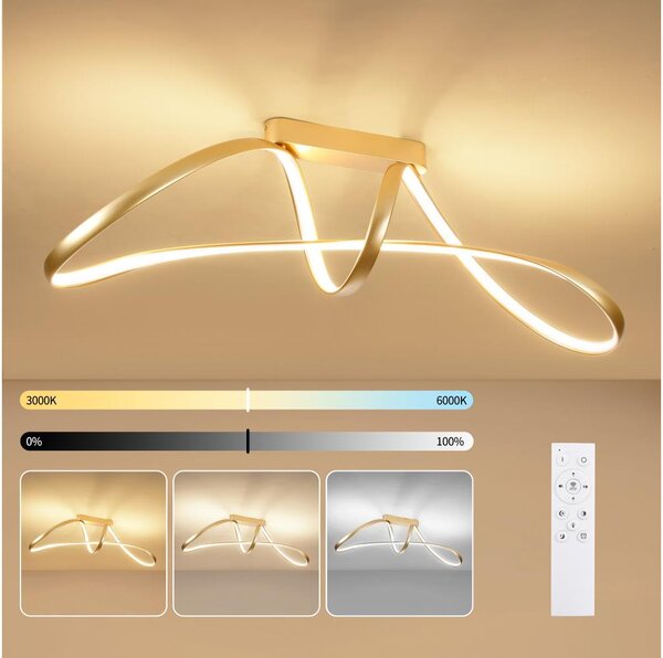 Brilagi-LED Stmievateľný prisadený luster TWISTER LED/60W/230V 3000-6000K zlatý+DO