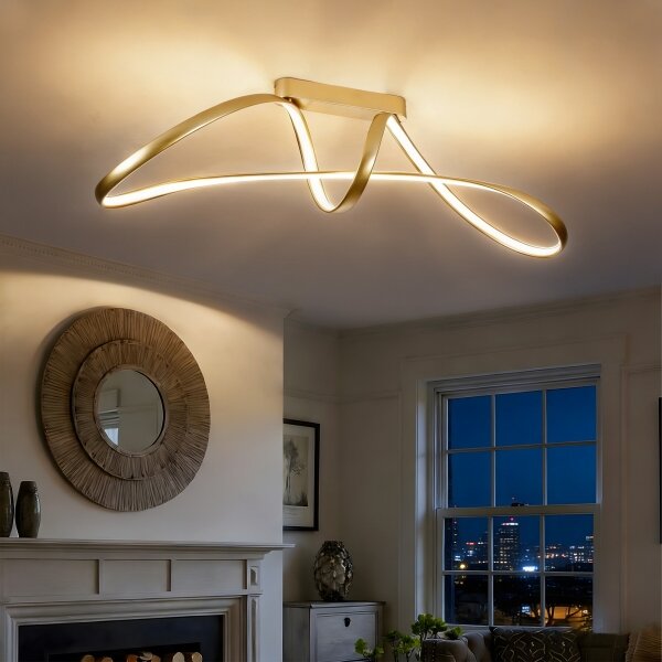 Brilagi-LED Stmievateľný prisadený luster TWISTER LED/60W/230V 3000-6000K zlatý+DO