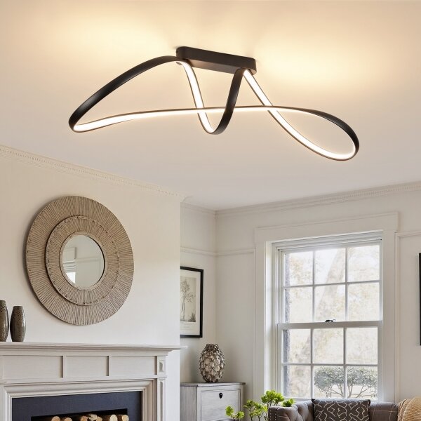Brilagi-LED Stmievateľný prisadený luster TWISTER LED/60W/230V 3000-6000K čierny s diaľkovým ovládaním