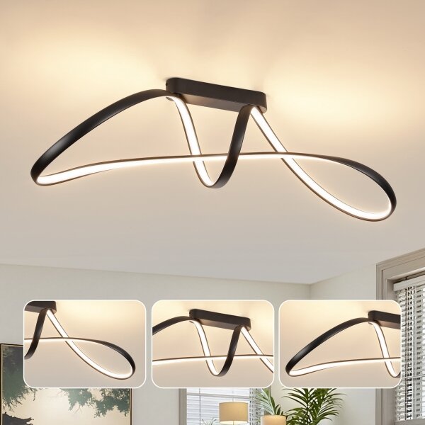 Brilagi-LED Stmievateľný prisadený luster TWISTER LED/60W/230V 3000-6000K čierny s diaľkovým ovládaním