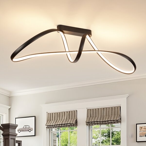 Brilagi-LED Stmievateľný prisadený luster TWISTER LED/60W/230V 3000-6000K čierny s diaľkovým ovládaním