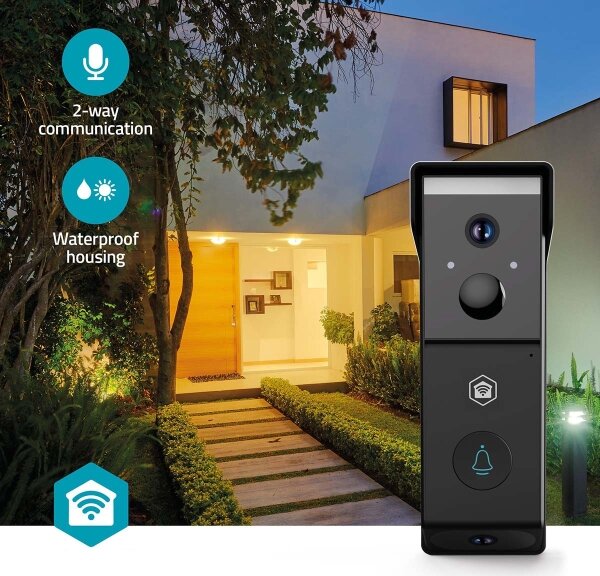 Nedis WIFICDP31BK-Videozvonček so senzorom 4400 mAh 2x Full HD 1080p IP54 Wi-Fi Tuya