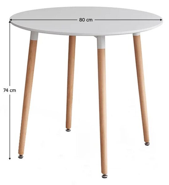 KONDELA Jedálenský stôl, biela/buk, priemer 80 cm, ELCAN NEW TYP 2