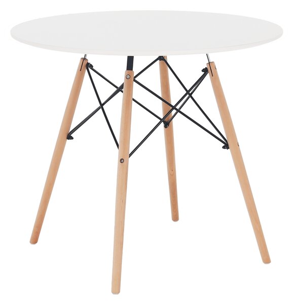 Kondela Jedálenský stôl, biela/buk, priemer 80 cm, GAMIN 2 NEW 80