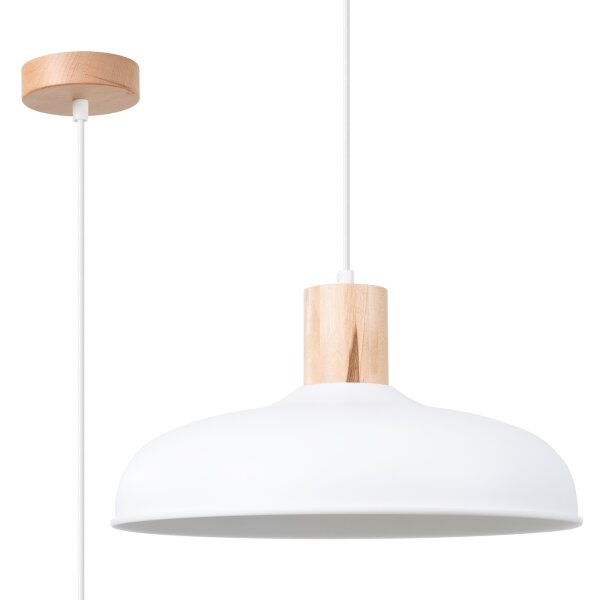Sollux SL.1323 - Luster na lanku INDY 1xE27/15W/230V pr. 38 cm biela