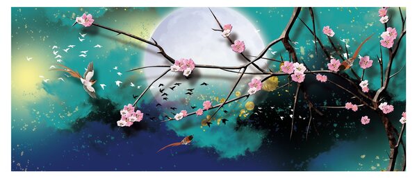 Obraz - Strom, grafika (120x50 cm)