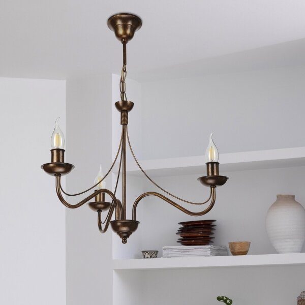 Luster na reťazi ANTON 3xE14/15W/230V bronzový