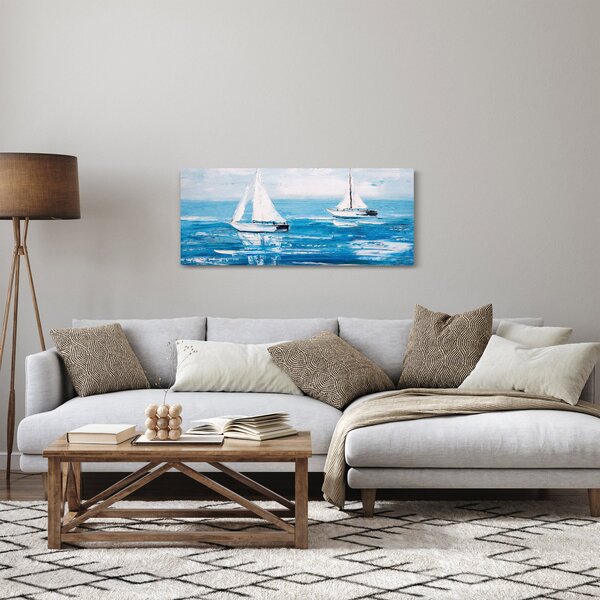 Obraz - Maľba jachty na mori (120x50 cm)