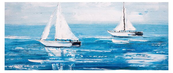 Obraz - Maľba jachty na mori (120x50 cm)
