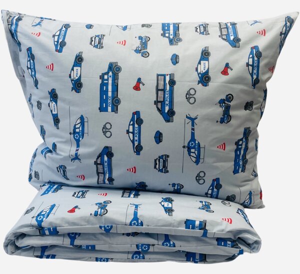 Obliečky bavlnené Polícia TiaHome - Detský set 130x90cm + 65x45cm