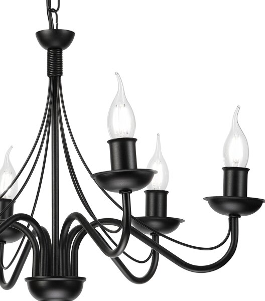 Luster na reťazi ANTON 6xE14/60W/230V čierna