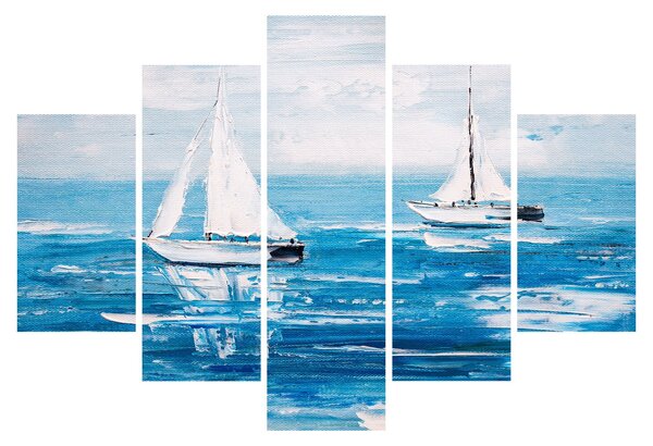 Obraz - Maľba jachty na mori (150x105 cm)