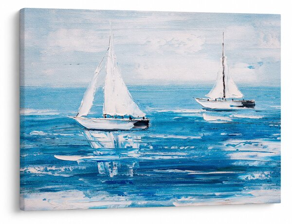 Obraz - Maľba jachty na mori (70x50 cm)