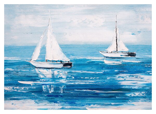 Obraz - Maľba jachty na mori (70x50 cm)