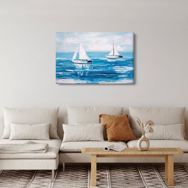 Obraz - Maľba jachty na mori (90x60 cm)