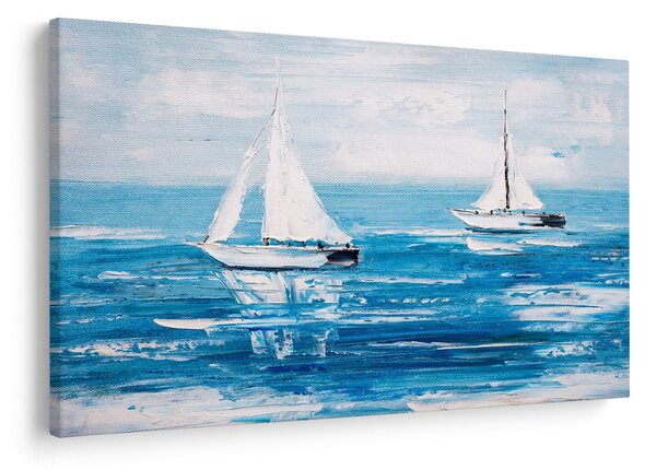 Obraz - Maľba jachty na mori (90x60 cm)