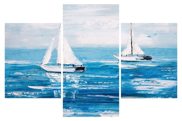 Obraz - Maľba jachty na mori (90x60 cm)