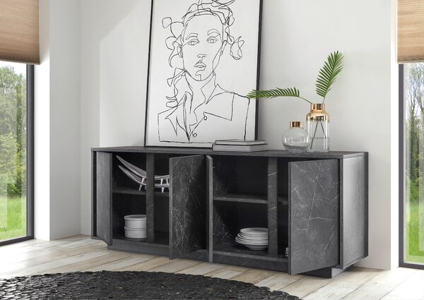 ŠIROKÁ KOMODA, antracitová, 180/79/43 cm MID.YOU - Online Only drobný nábytok, Online Only