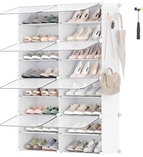 REGÁL NA TOPÁNKY, biela, 83/125/32 cm - Online Only drobný nábytok, Online Only