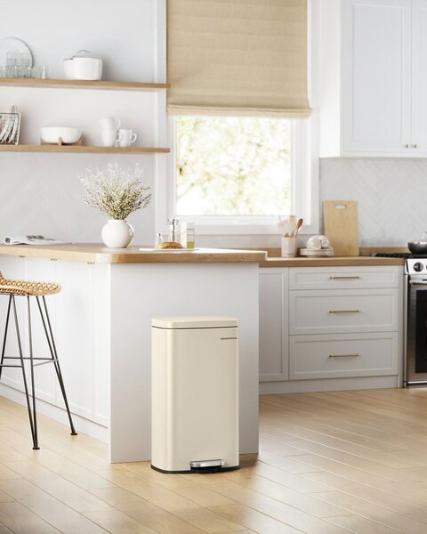 Odpadkový kôš s pomalým zatváraním SLOW, 30l, béžová SongmicsHome