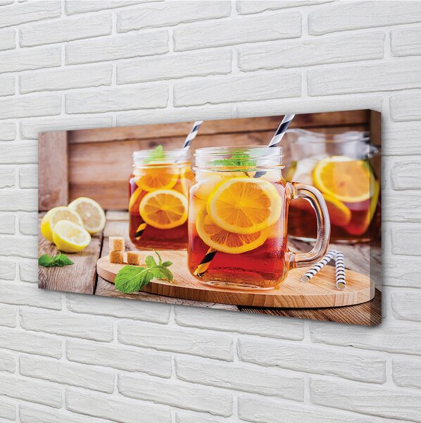 Obraz canvas Ice Tea citrusové slamky 125x50 cm