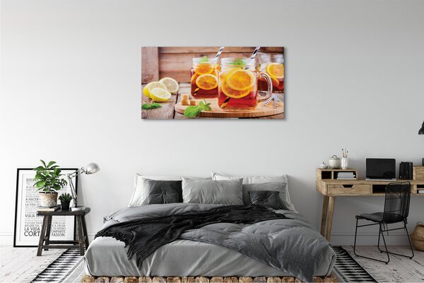 Obraz canvas Ice Tea citrusové slamky 125x50 cm