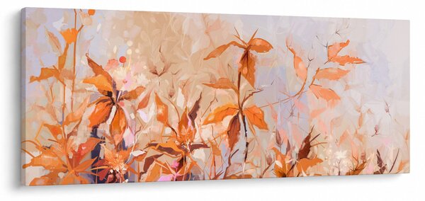 Obraz - Maľované kvety (120x50 cm)