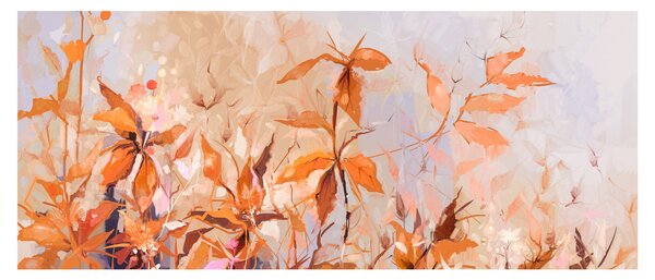 Obraz - Maľované kvety (120x50 cm)