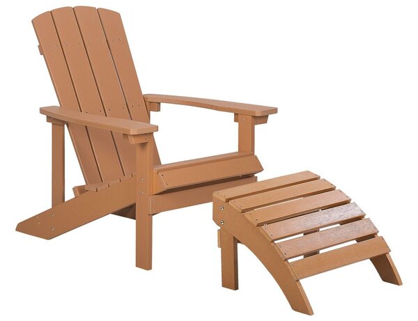 Záhradná stolička s podnožkou Adack (svetlé drevo). Akcia -10%. Vlastná spoľahlivá doprava až k Vám domov. 1035787