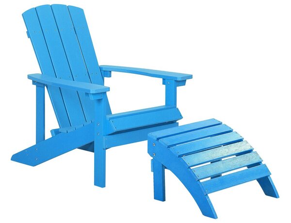 Záhradná stolička s podnožkou Adack (modrá). Akcia -10%. Vlastná spoľahlivá doprava až k Vám domov. 1035783