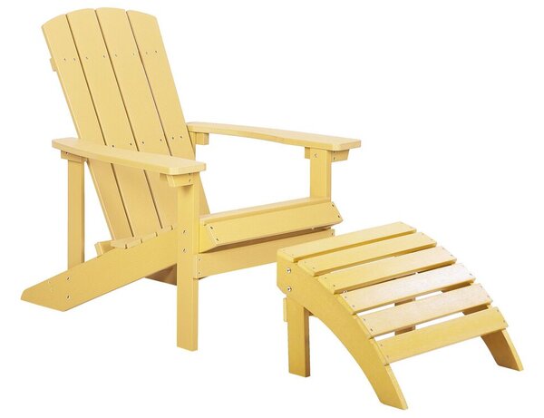 Záhradná stolička s podnožkou Adack (žltá). Akcia -10%. Vlastná spoľahlivá doprava až k Vám domov. 1035784