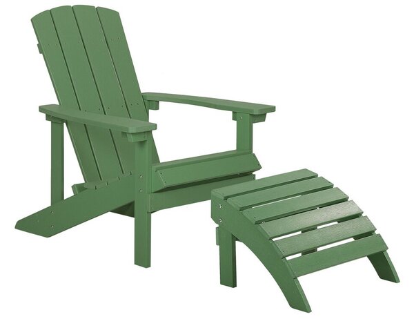Záhradná stolička s podnožkou Adack (zelená). Akcia -10%. Vlastná spoľahlivá doprava až k Vám domov. 1035785