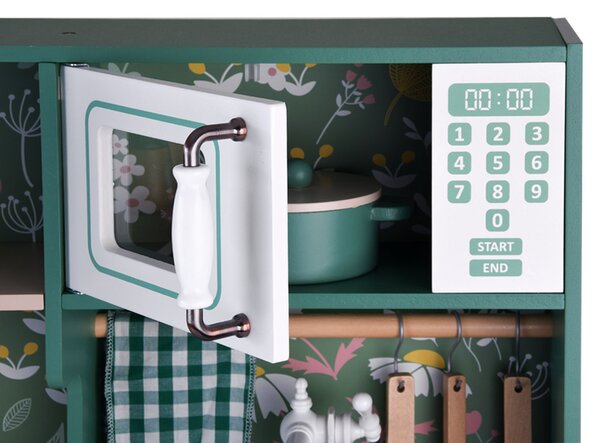 JOKOMISIADA Veľká drevená kuchyňa v retro štýle s chladničkou, práčkou a doplnkami ZA4833