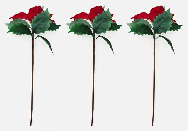 Sinsay - Vianočné dekoratívne vetvičky s poinsettiou 3 pack - viacfarebná