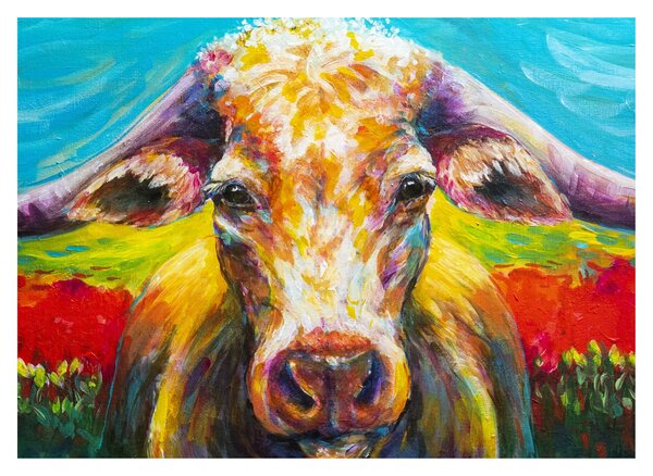 Obraz - Maľovaná krava (70x50 cm)