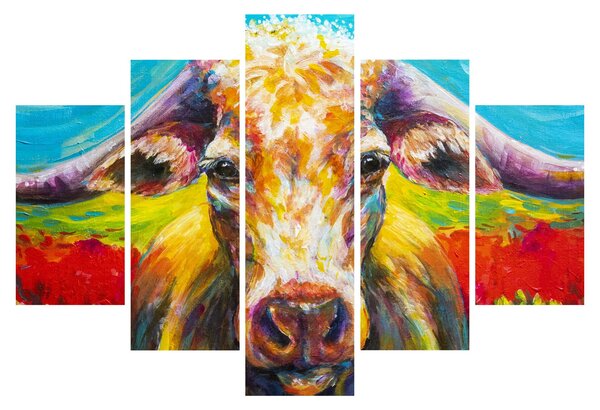 Obraz - Maľovaná krava (150x105 cm)