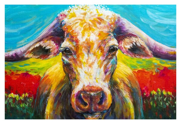 Obraz - Maľovaná krava (90x60 cm)