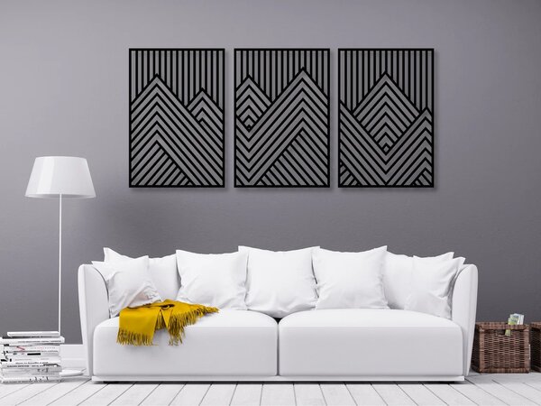 Karlsdesign.sk - Drevený geometrický obraz na stenu - Hory - 75x36