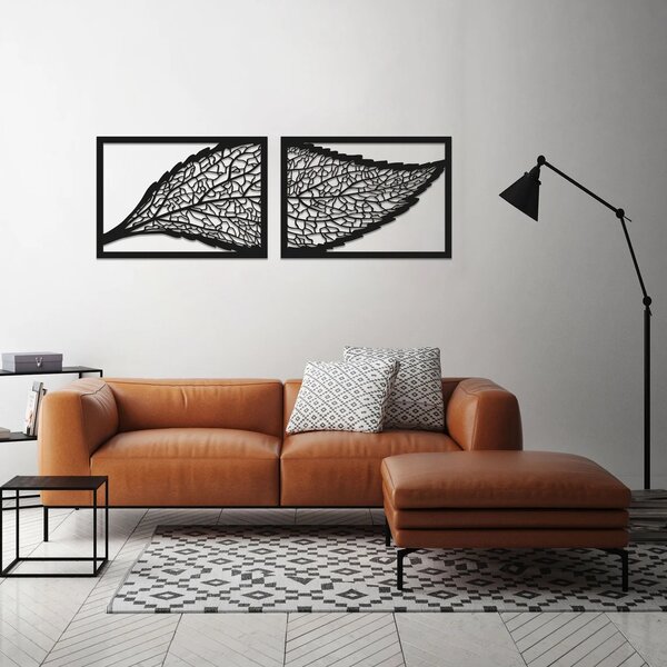 Karlsdesign.sk - Drevený obraz na stenu - Leaves - ANTRACIT 0164