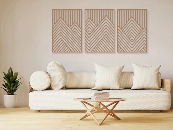 Karlsdesign.sk - Drevený geometrický obraz na stenu - Hory - 75x36