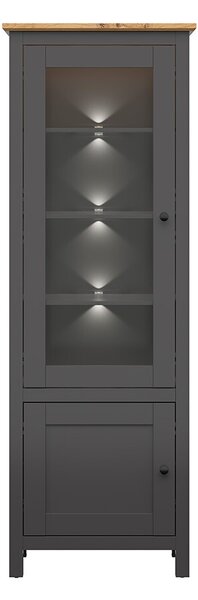 NovýNábytok.sk Vitrína BRW Hesen REG1W1D/20/7 (s LED osvetlením) (grafit + dub artisan). Vlastná spoľahlivá doprava až k Vám domov. 1062517