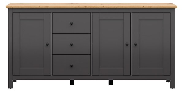 NovýNábytok.sk Komoda BRW Hesen KOM3D3S/10/20 (grafit + dub artisan). Vlastná spoľahlivá doprava až k Vám domov. 1062525