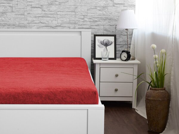 XPOSE® Froté plachta Exclusive - tmavo červená 180x200 cm