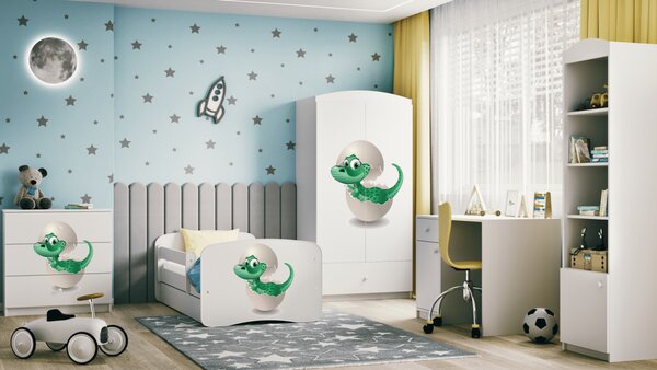Kocot kids Detská posteľ Babydreams dinosaurus biela, variant 70x140, bez šuplíků, bez matrace
