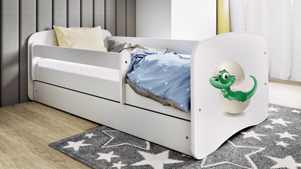 Kocot kids Detská posteľ Babydreams dinosaurus biela, variant 70x140, bez šuplíků, bez matrace