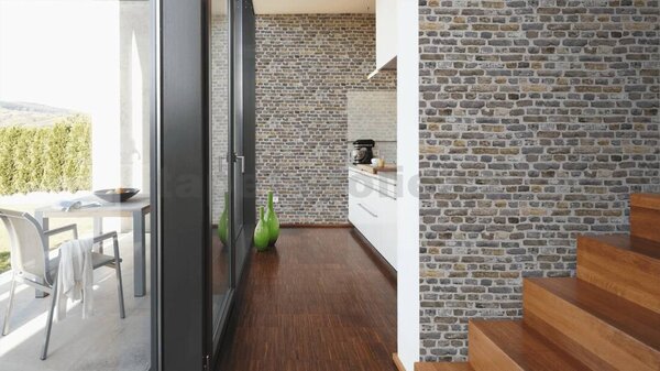 Vliesové tapety na stenu BOS BOS 38829-2, rozmer 10,05 m x 0,53 m, cihla sivo-béžová, A.S. CRÉATION