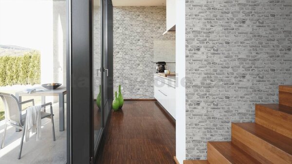 Vliesové tapety na stenu BOS BOS 38829-4, rozmer 10,05 m x 0,53 m, tehly sivé, A.S. CRÉATION