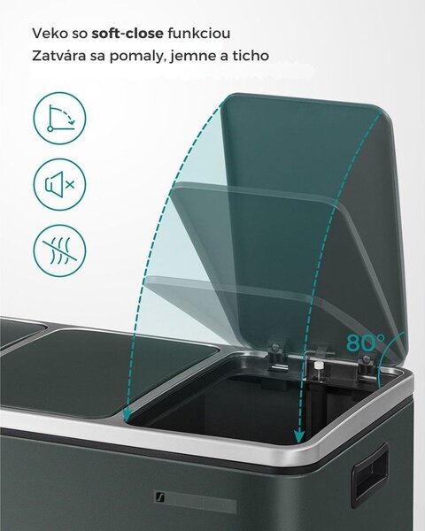 Kôš na separovanie odpadu SORT 54 l (3×18 l), antracitová/strieborná SongmicsHome